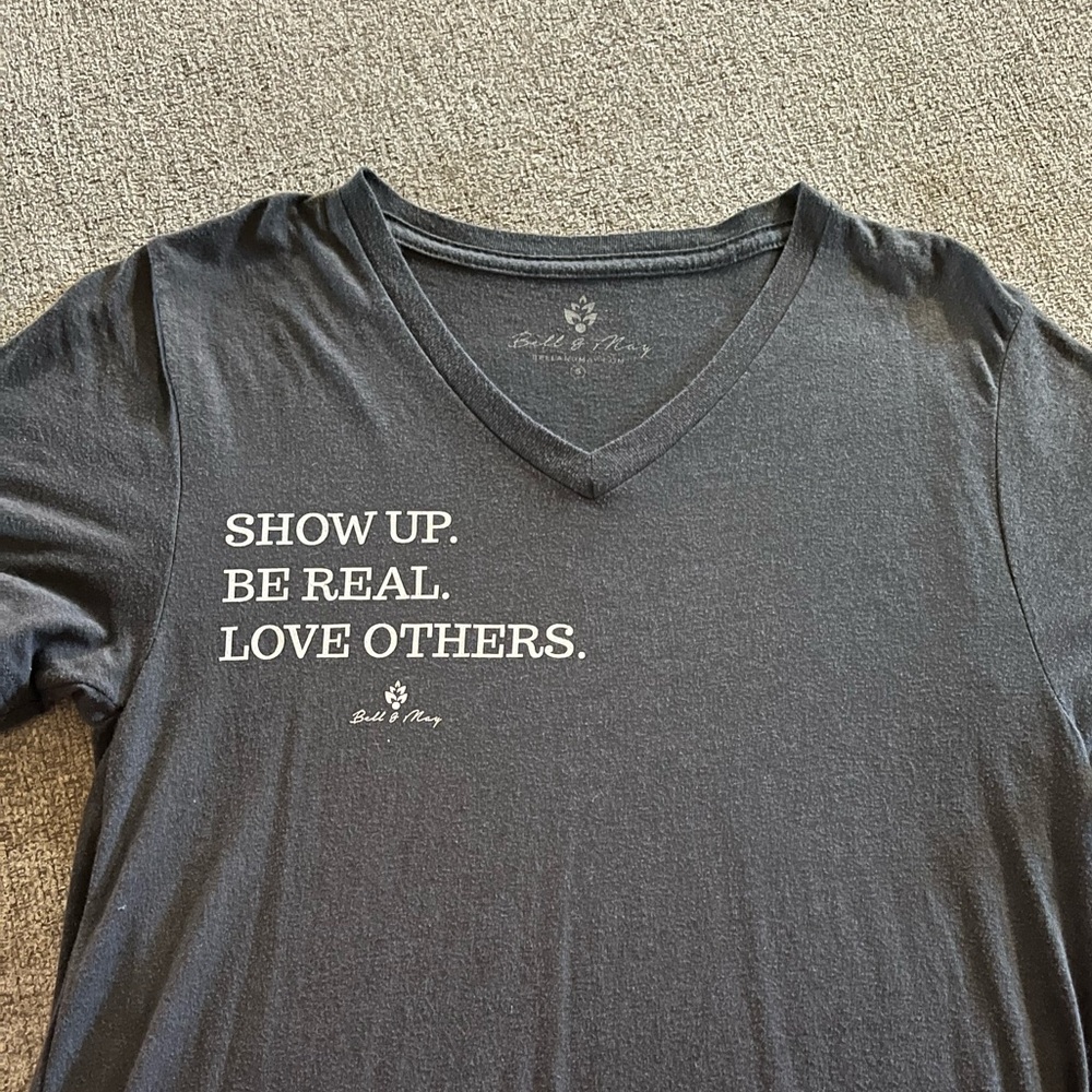 Black V-Neck Graphic Tee